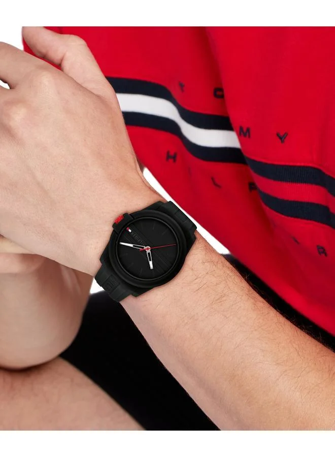 TOMMY HILFIGER  Mens Analog Quartz Watch With Black Silicone Bracelet - 1710596 for Men | Best Price UAE